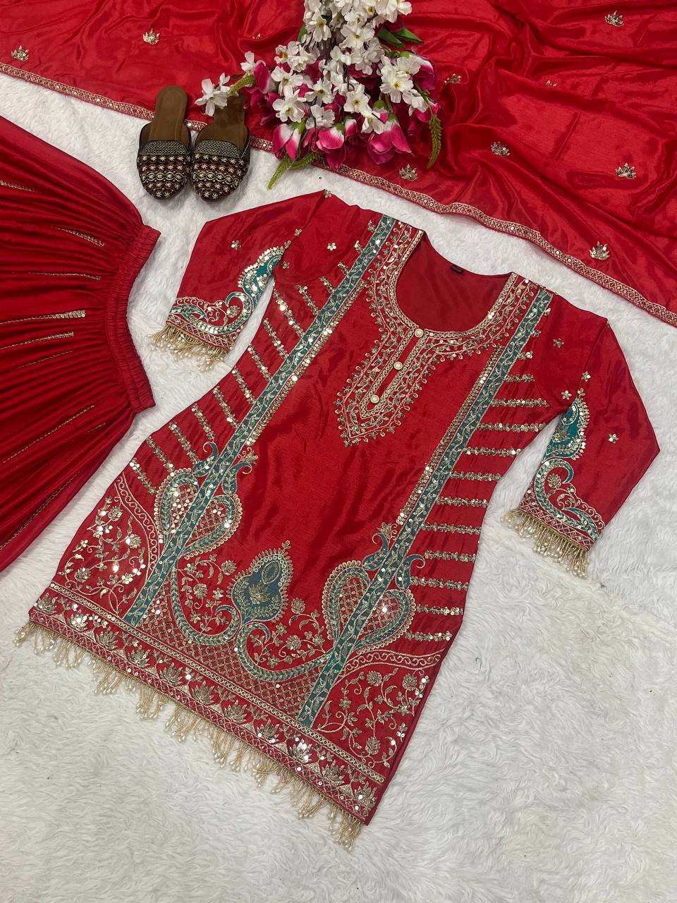 The Sovereign Crimson Sharara Set